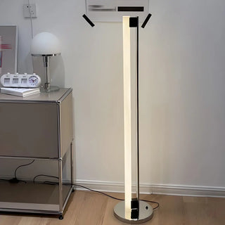 Minimalist Linear Silver Finish LED Metal Floor Lamp Zawala Image - 1