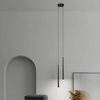ZOWALA - Minimalist Slim Black Dual Tube Acrylic Bedroom Pendant Light Image - 3
