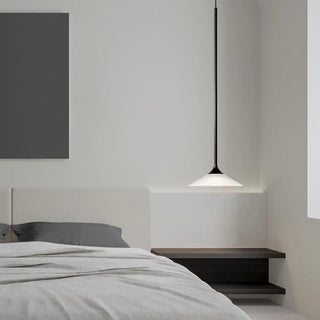 ZOWALA - Minimalist Bedroom Slim Black Acrylic Cone Pendant Light Image - 4