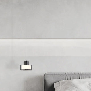 ZOWALA - Minimalist Rectangular Glass Bedroom Pendant Light Image - 3