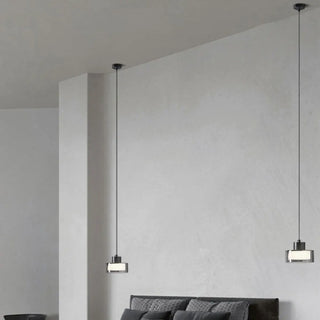 ZOWALA - Minimalist Rectangular Glass Bedroom Pendant Light Image - 7