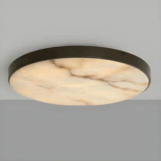 Minimalist Black Round Stone Flush Mount Ceiling Light Zawala Image - 1
