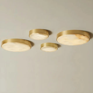 Minimalist Black Round Stone Flush Mount Ceiling Light Zawala Image - 2
