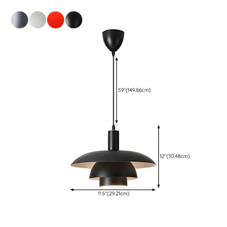 ZOWALA - Industrial Dining Room Red Metal Multi-Tier Pendant Light #size