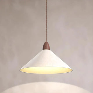 Minimalist White Metal Cone Bedroom Pendant Light Zawala Image - 10