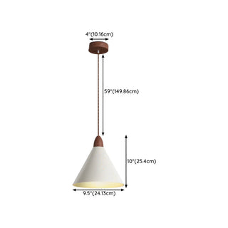 Minimalist White Metal Cone Bedroom Pendant Light Zawala #size