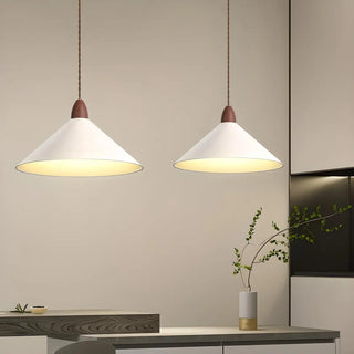 Minimalist White Metal Cone Bedroom Pendant Light Zawala Image - 3
