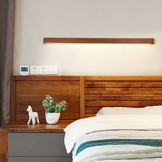 Minimalist Rectangular Wooden Linear LED Vanity Light Zawala Image - 1