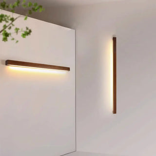 Minimalist Rectangular Wooden Linear LED Vanity Light Zawala Image - 5