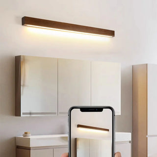Minimalist Rectangular Wooden Linear LED Vanity Light Zawala Image - 6
