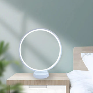 Modern Circular LED Table Lamp White Minimalist Zawala Image - 1