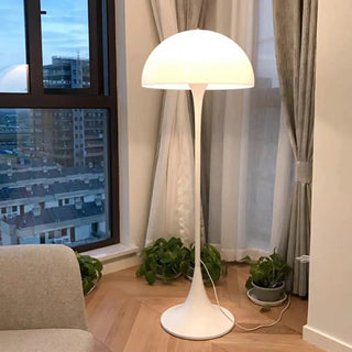 Contemporary White Mushroom Metal LED Floor Lamp Zawala Image - 1