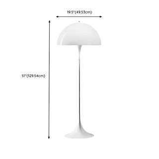 Contemporary White Mushroom Metal LED Floor Lamp Zawala #size