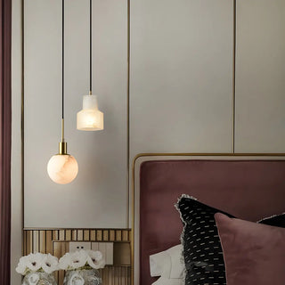 Minimalistic Alabaster White Mini Bell Globe Pendant Light Zawala Image - 1