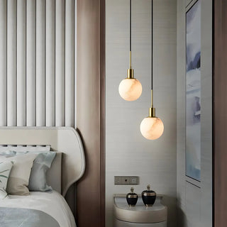 Minimalistic Alabaster White Mini Bell Globe Pendant Light Zawala Image - 2