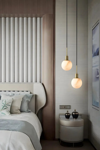Minimalistic Alabaster White Mini Bell Globe Pendant Light Zawala Image - 5