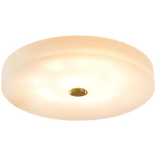 Minimalist Round Alabaster White Flush Mount Ceiling Light Zawala Image - 11