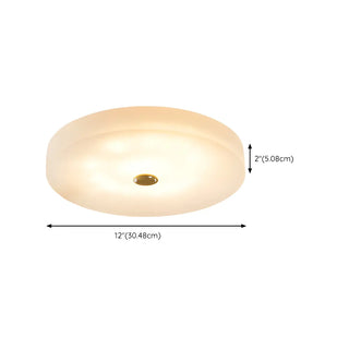 Minimalist Round Alabaster White Flush Mount Ceiling Light Zawala #size