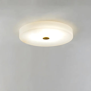 Minimalist Round Alabaster White Flush Mount Ceiling Light Zawala Image - 3