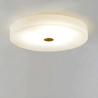Minimalist Round Alabaster White Flush Mount Ceiling Light Zawala Image - 5