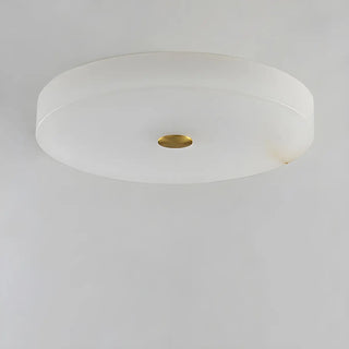 Minimalist Round Alabaster White Flush Mount Ceiling Light Zawala Image - 6