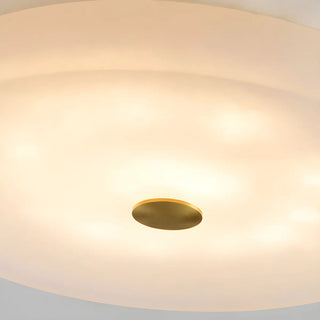 Minimalist Round Alabaster White Flush Mount Ceiling Light Zawala Image - 7