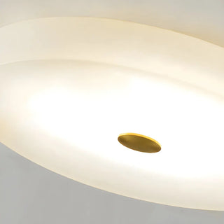 Minimalist Round Alabaster White Flush Mount Ceiling Light Zawala Image - 8