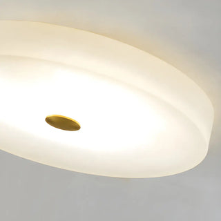 Minimalist Round Alabaster White Flush Mount Ceiling Light Zawala Image - 9