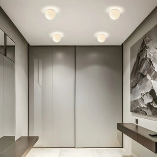 Minimalist Bedroom White Ball Flush Mount Ceiling Light Zawala Image - 2