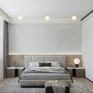 Minimalist Bedroom White Ball Flush Mount Ceiling Light Zawala Image - 3
