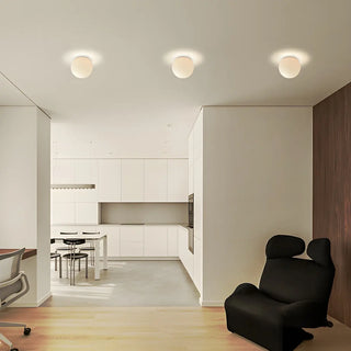 Minimalist Bedroom White Ball Flush Mount Ceiling Light Zawala Image - 4