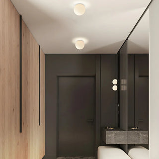Minimalist Bedroom White Ball Flush Mount Ceiling Light Zawala Image - 5