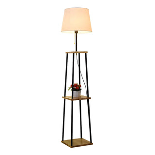 Minimalist Cone Black Metal Floor Lamp with Shelf Zawala Image - 11