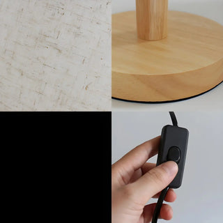 Minimalist Fabric Shade Wood Base Cylinder Table Lamp Zawala Image - 10