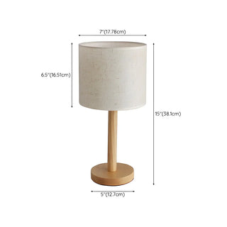 Minimalist Fabric Shade Wood Base Cylinder Table Lamp Zawala #size