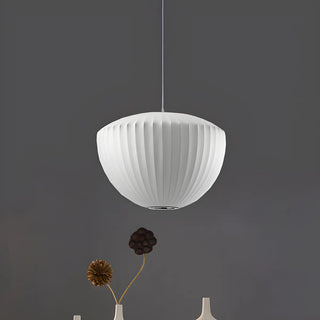 ZOWALA - Minimalist Bowl White Small Fabric Living Room Pendant Light Image - 3