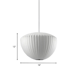 ZOWALA - Minimalist Bowl White Small Fabric Living Room Pendant Light Image - 5