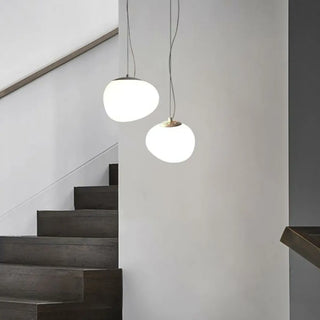 ZOWALA - Minimalist Geometric Round Glass White Bedroom Pendant Light Image - 1