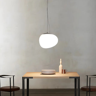 ZOWALA - Minimalist Geometric Round Glass White Bedroom Pendant Light Image - 2