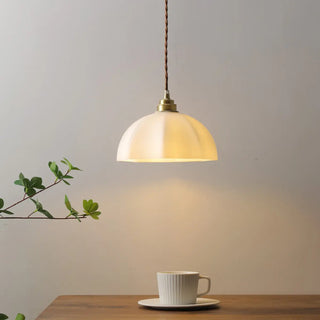 ZOWALA - Minimalist Gold White Glass Dome Pendant Light Image - 1