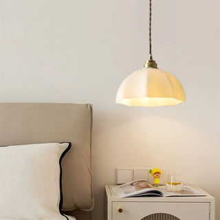 ZOWALA - Minimalist Gold White Glass Dome Pendant Light Image - 2