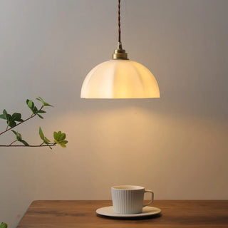 ZOWALA - Minimalist Gold White Glass Dome Pendant Light Image - 4