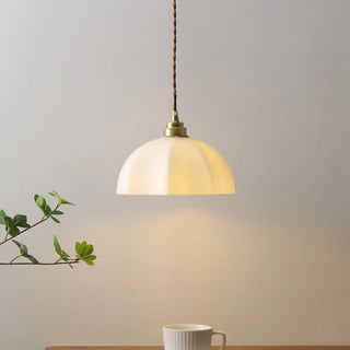 ZOWALA - Minimalist Gold White Glass Dome Pendant Light Image - 5