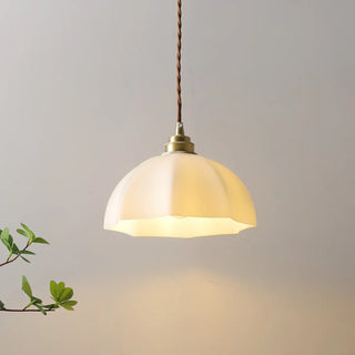 ZOWALA - Minimalist Gold White Glass Dome Pendant Light Image - 6