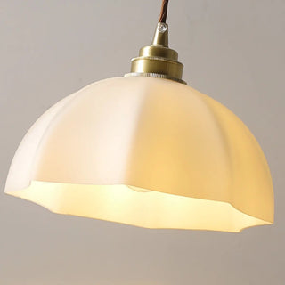 ZOWALA - Minimalist Gold White Glass Dome Pendant Light Image - 7