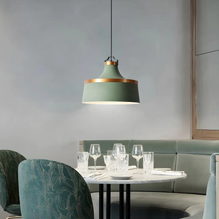 Minimalist Drum Matte Metal Dining Room Green Pendant Light Zawala Image - 3