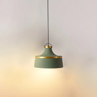 Minimalist Drum Matte Metal Dining Room Green Pendant Light Zawala Image - 5
