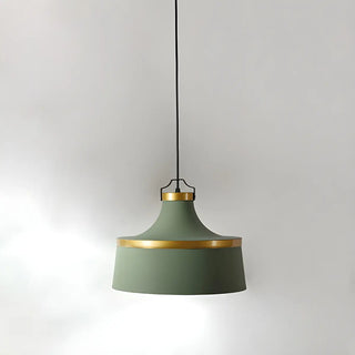 Minimalist Drum Matte Metal Dining Room Green Pendant Light Zawala Image - 6