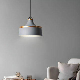 Minimalist Drum Matte Metal Dining Room Green Pendant Light Zawala Image - 9