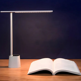 Minimalist White LED Linear Metal Bedroom Table Lamp Zawala Image - 2